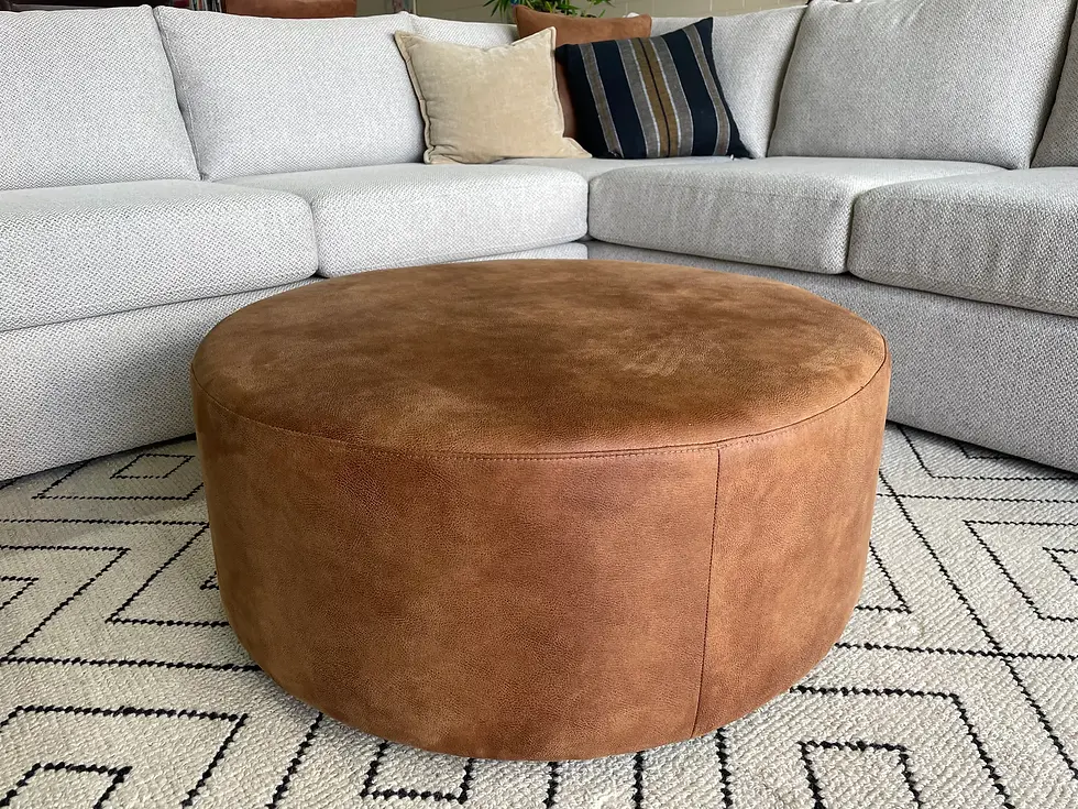Tan Round Ottoman