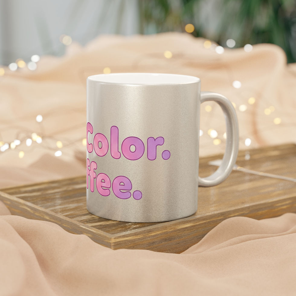 Thumbnail: Cute Colorful Coffee Metallic Mug — Pink Bubble Letter Design