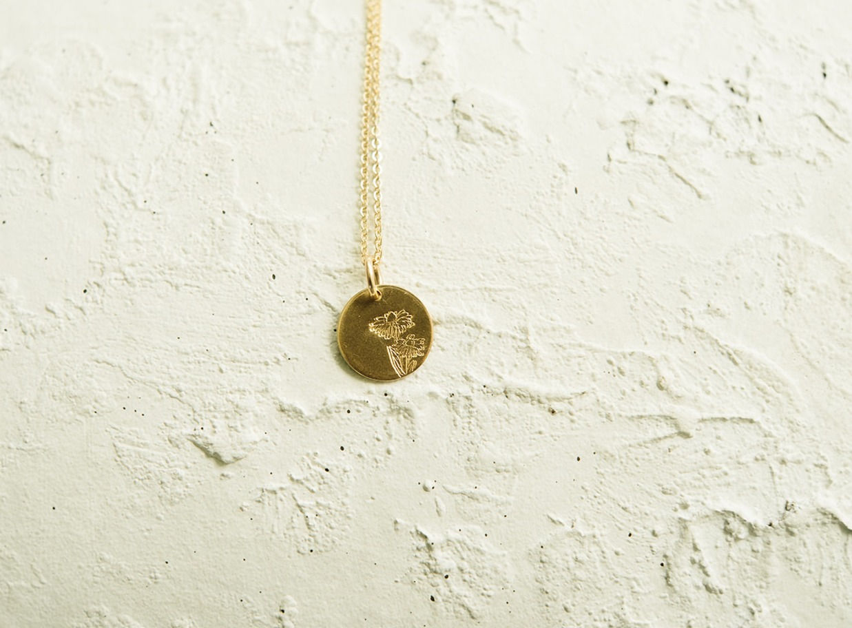 Medium Birth Flower Disk Necklace