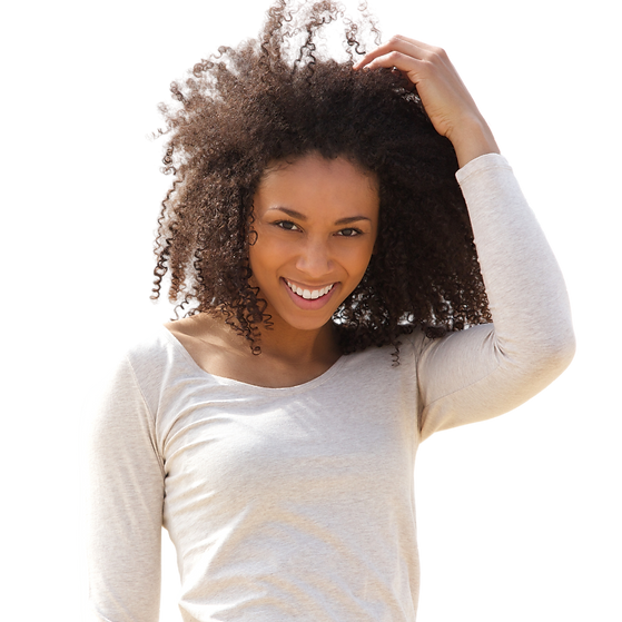 girl touching her hair