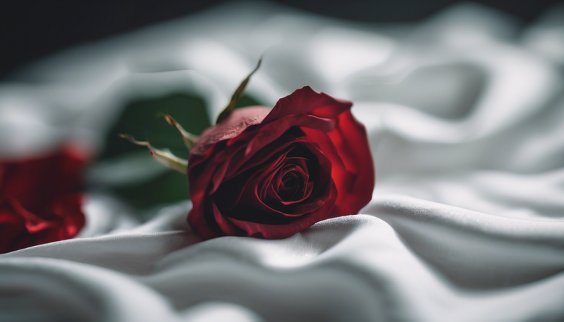 red rose on silk sheets 