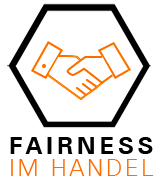 Icon Händedruck in Sechseck mit Text Im Handel