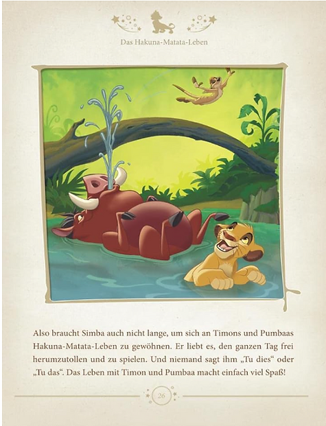 Simba, Timon und Pumbaa genießen Hakuna Matata im Wasser.