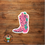Thumbnail: Bubble Gum Pink Bohemian Rose Cactus Flower Cheetah Print Cowgirl Boot Sticker