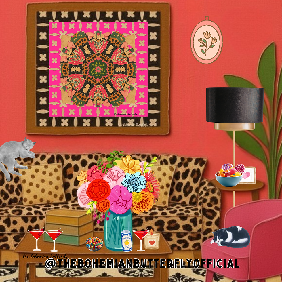 Thumbnail: Boho Leopard Print and Petals Kaleidoscope Art Print
