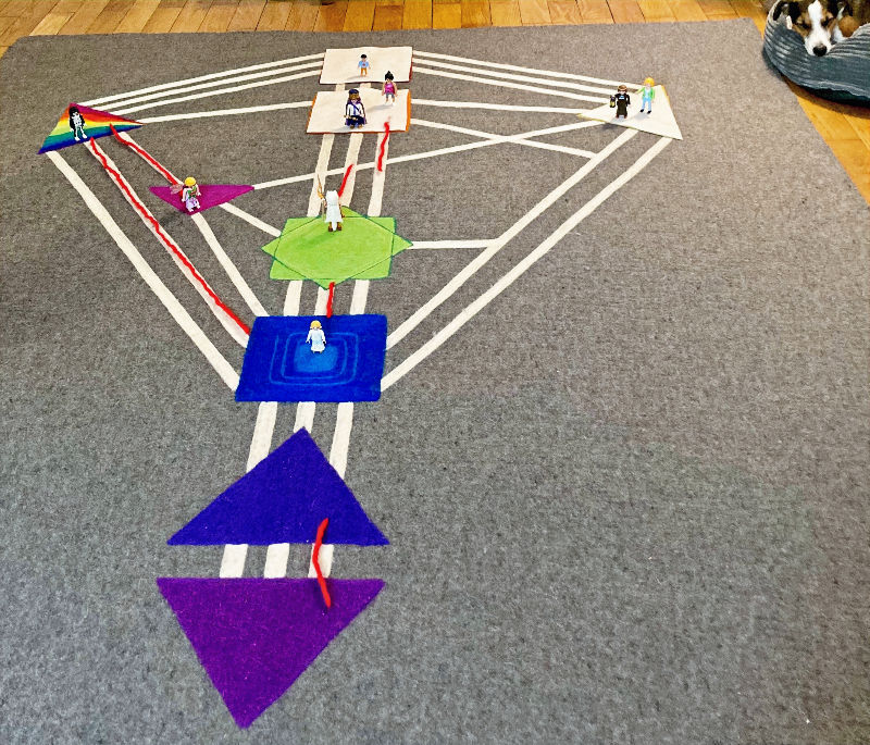 Playmobilfigur auf Körpergrafik Teppich