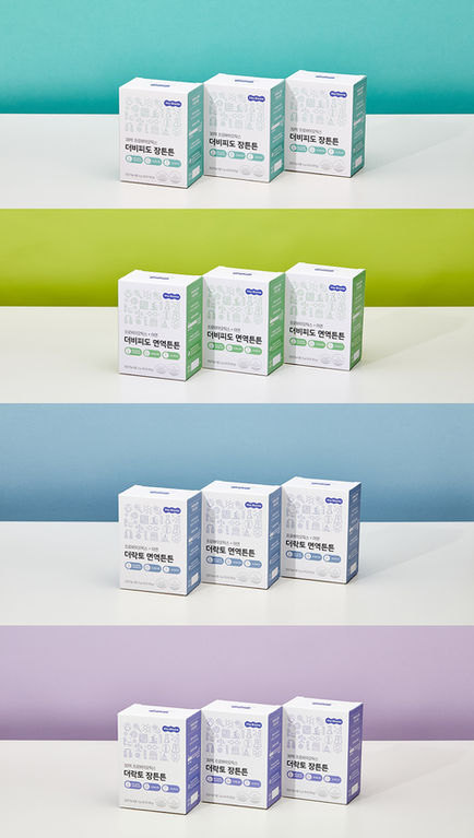 건강기능식품 패키지 컬러 배경 제품촬영
