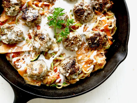 BASIL TURKEY MEATBALLS WITH COCONUT MILK CREAM SAUCE