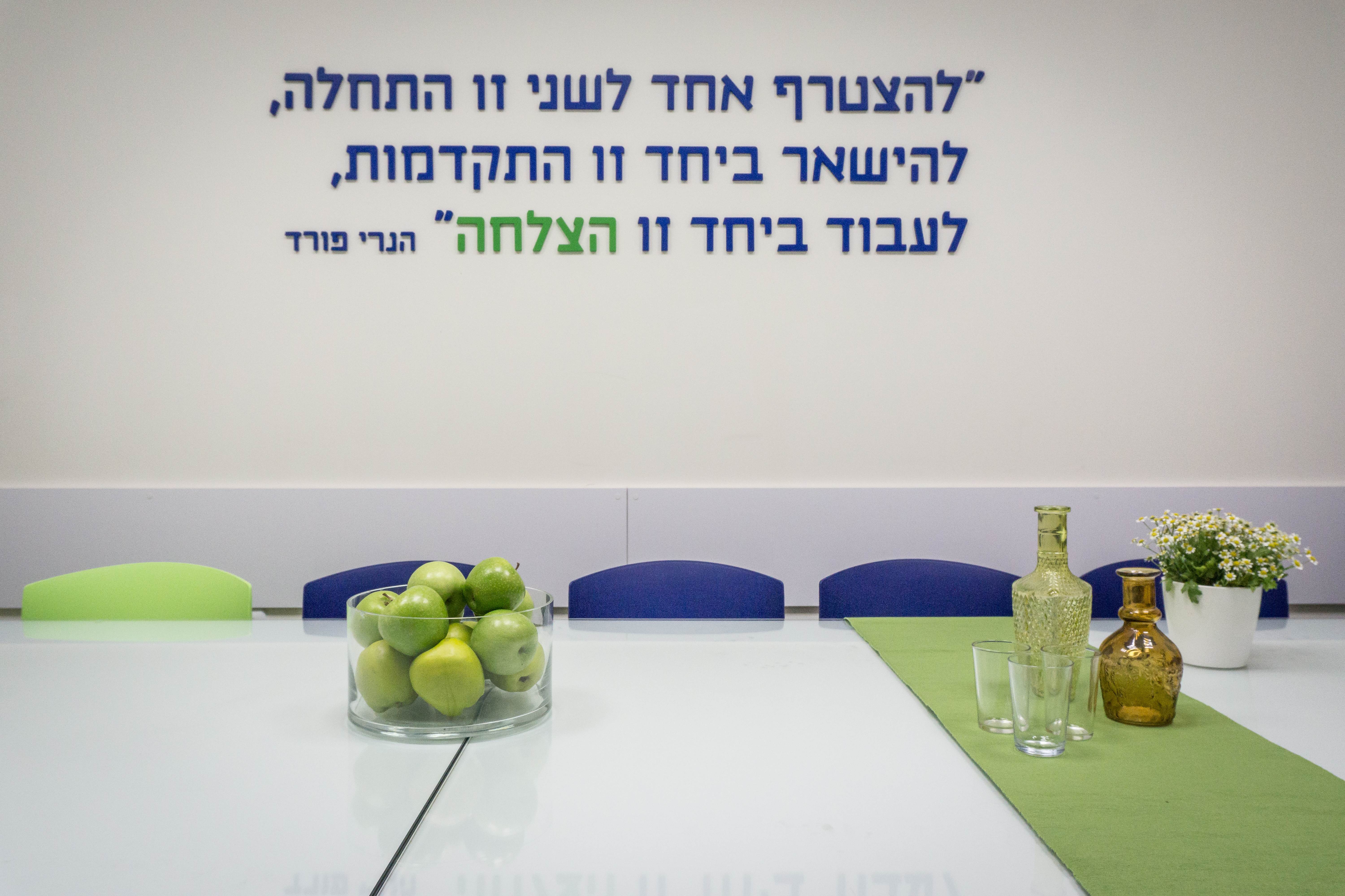 גרפיקה בקיר חדר ישיבות -סיגל סיוון ידוב