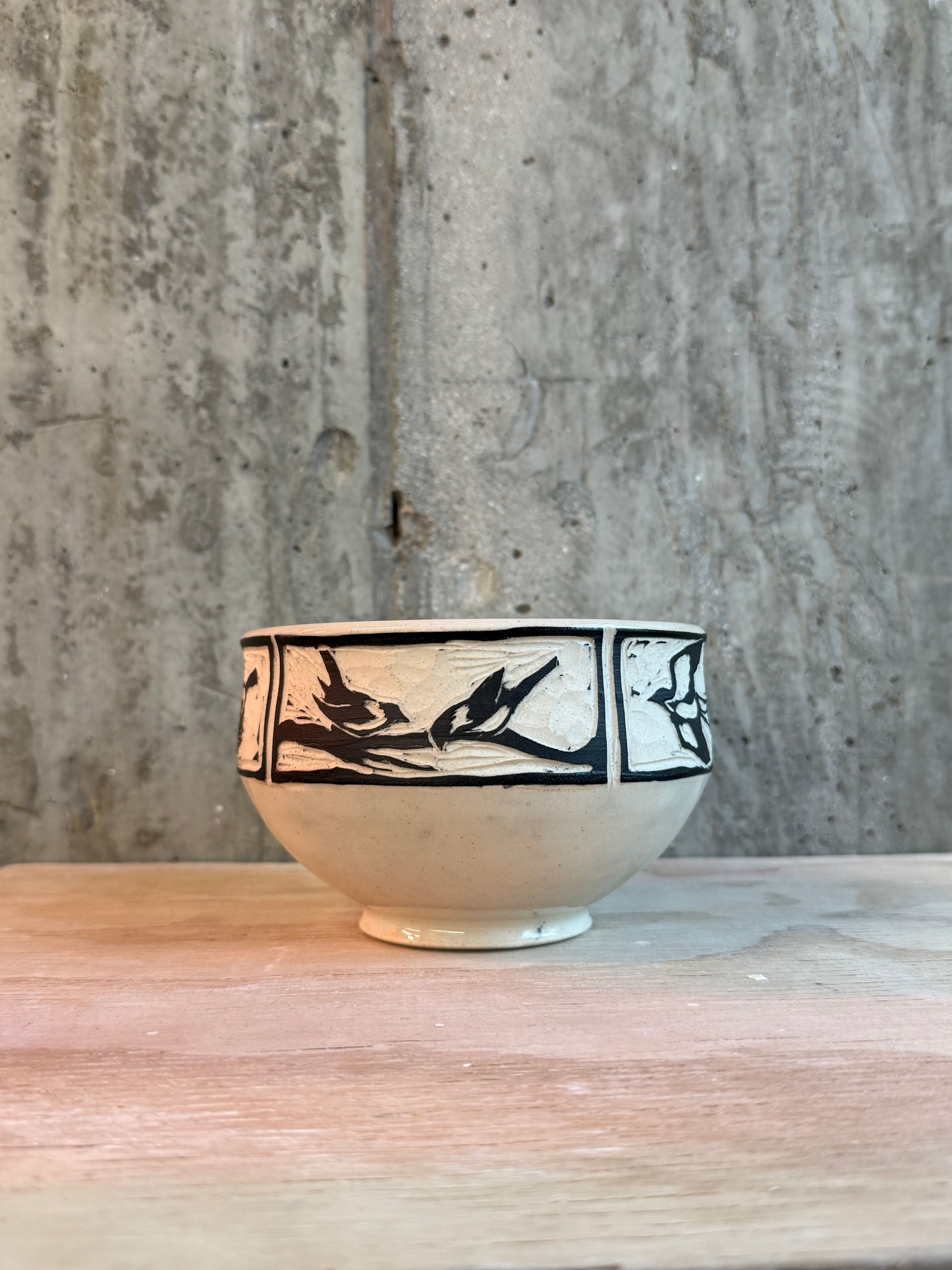 Sgraffito Bird Bowl