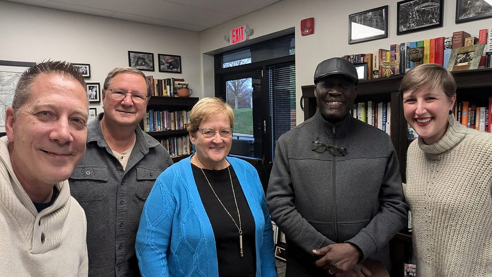 Our Ugandan brother, Stephen Kasamba, came to visit the office with the Sangers. Stephen was one of many leaders I had the chance to meet in Uganda back in May. The Sangers live in Lebanon county but regularly serve alongside of our Ugandan team in pastoral training ministry in Uganda and even South Sudan.