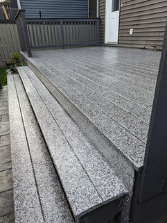 Waterproof decking coating on deck board steps grey
