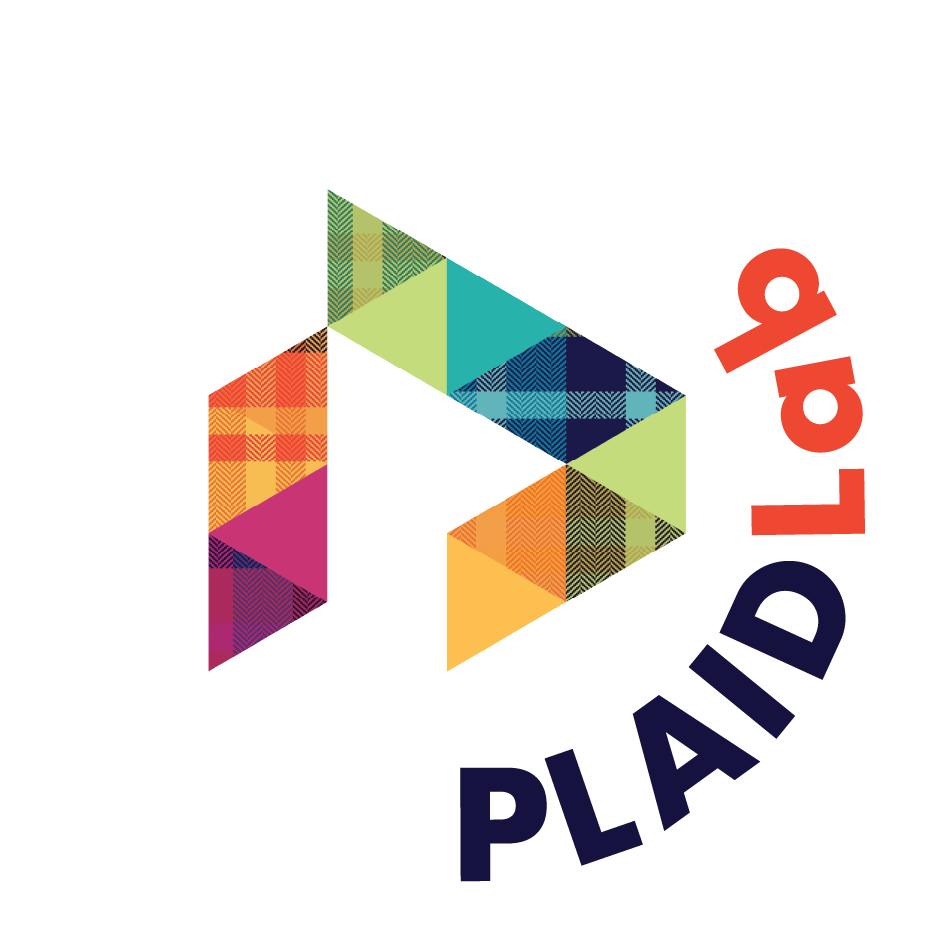 Plaid Lab logo with geometric triangle and text on a white background