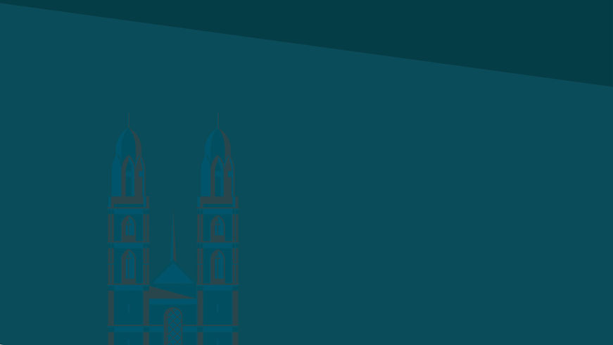 Twin church towers, teal background