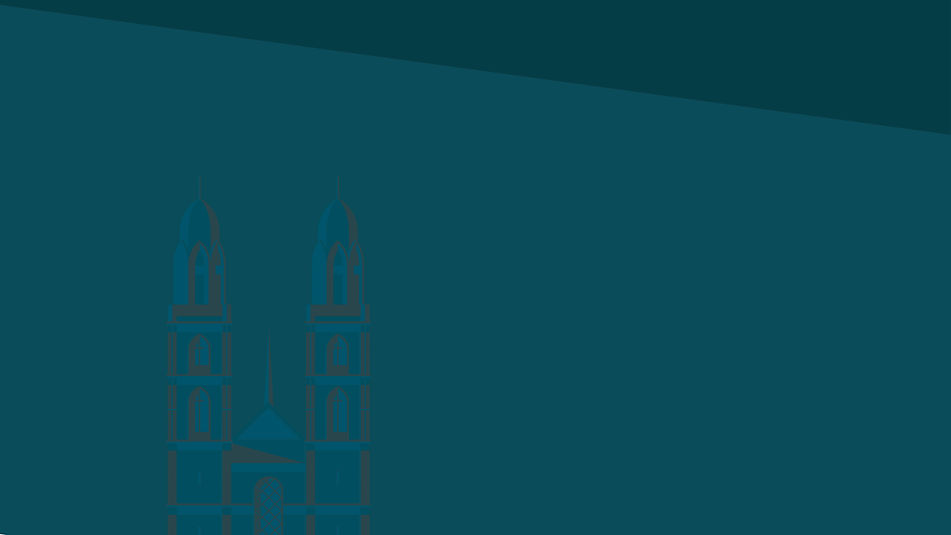 Twin church towers, teal background