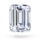 Emerald cut diamond isolated on white background with Jewels by the Sea.