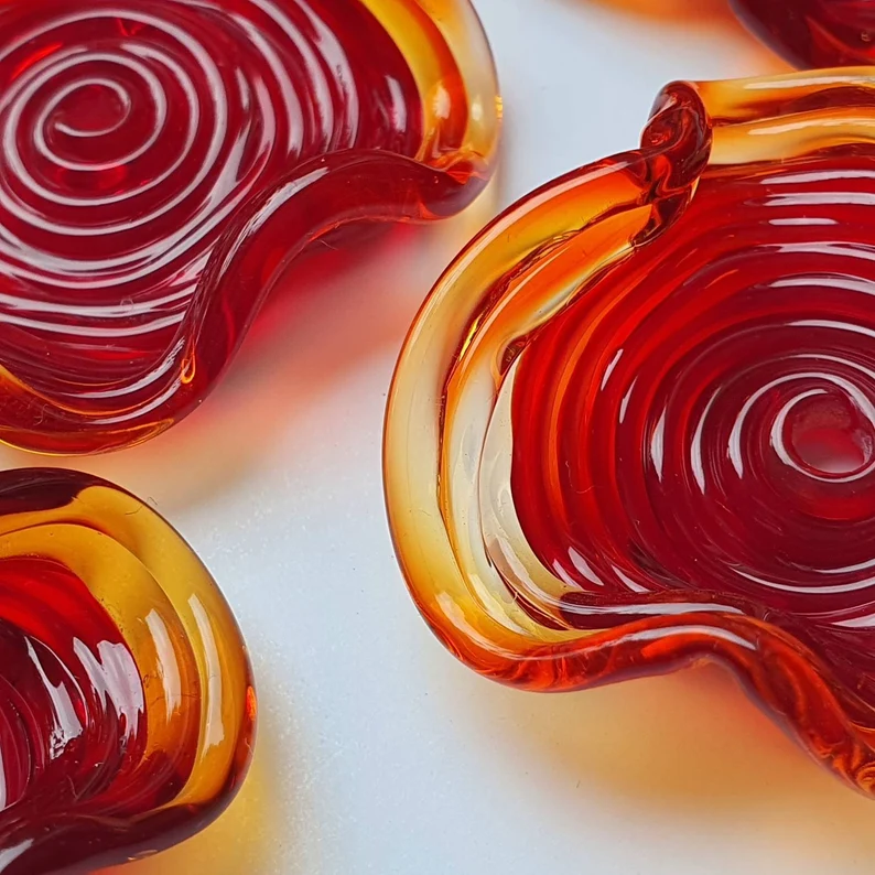 Thumbnail: Red Organic Lampwork Glass Disc Beads