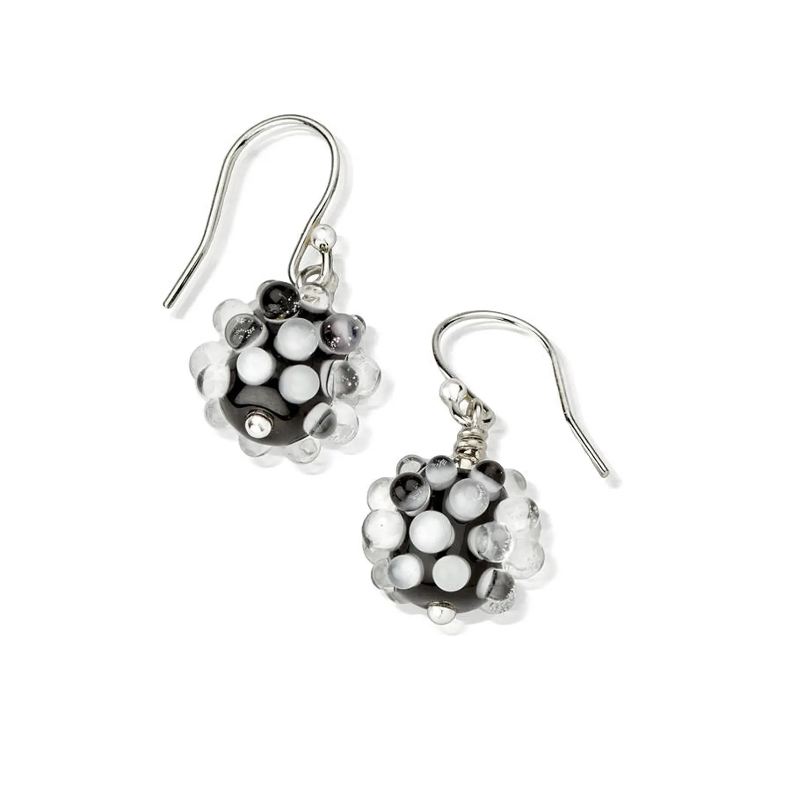 Black and White Murano Glass Dangle Earrings