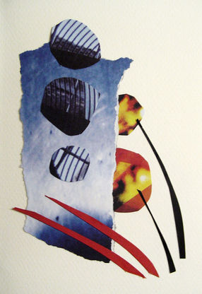Collage astratta con forme geometriche e colori vivaci