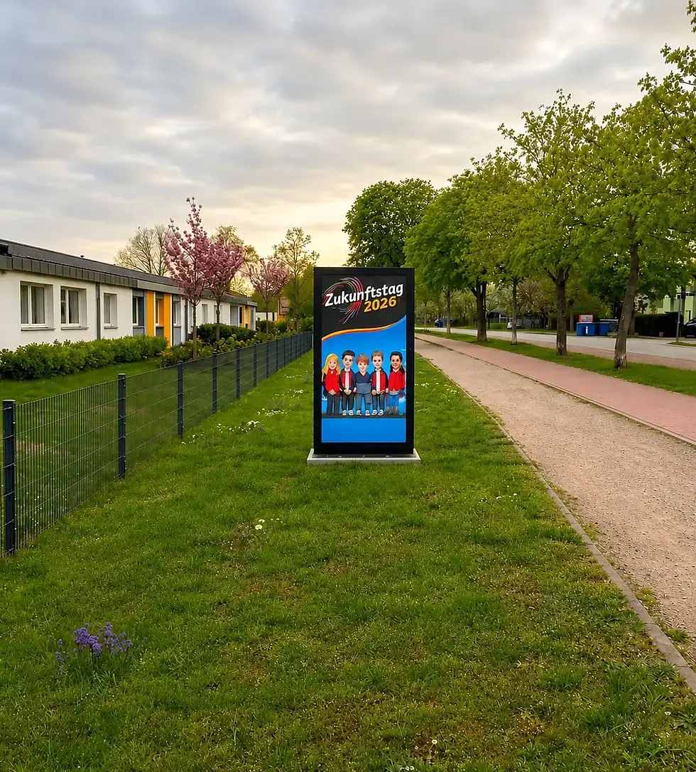 Doppelseitige digitale Werbetafel 84 Zoll P2.5 bei der Wohnbauten GmbH Schwedt/Oder