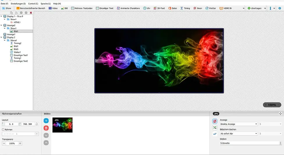 HDPlayer von Huidu und Softwareeinstellung.