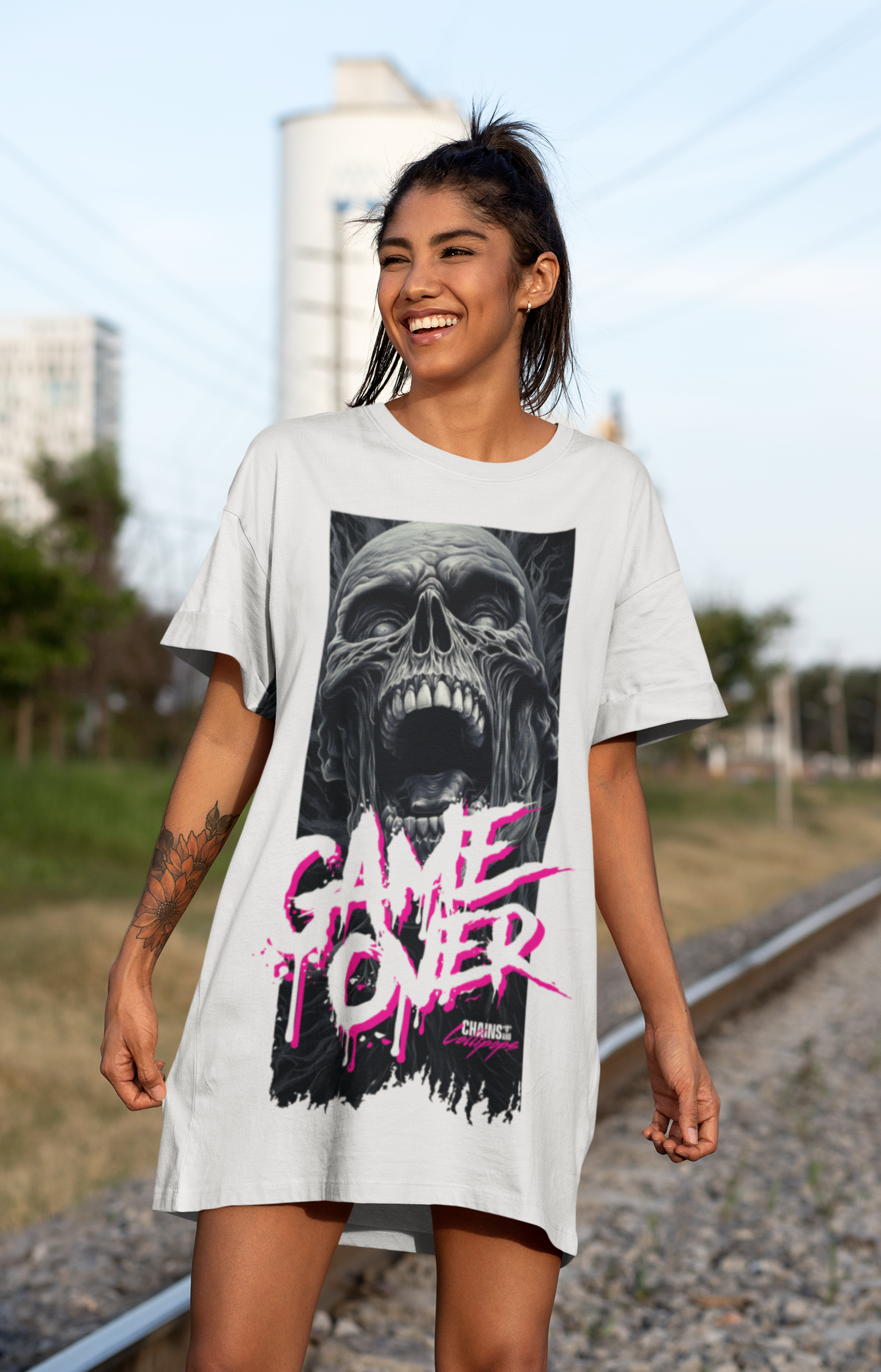 Game Over Shirtkleid White