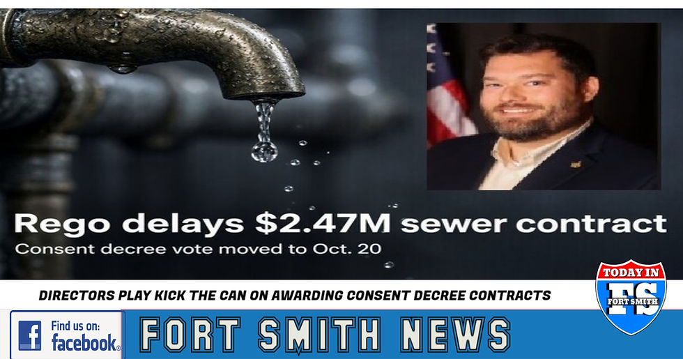 Fort Smith City Director Rego and four others delay addressing water and sewer contracts until October 20