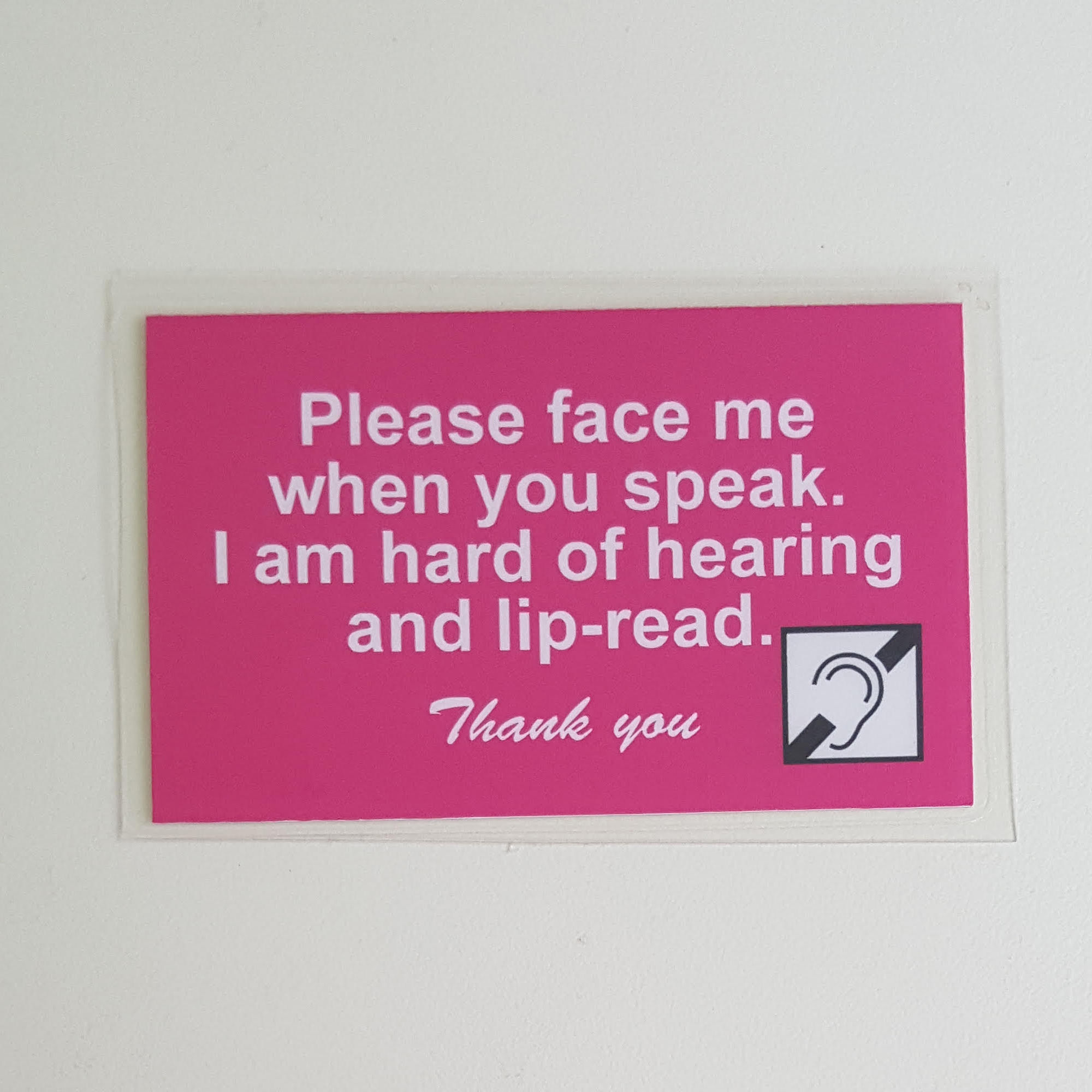 Deaf Awareness - Face Me - Pink Laminated Cards x 2