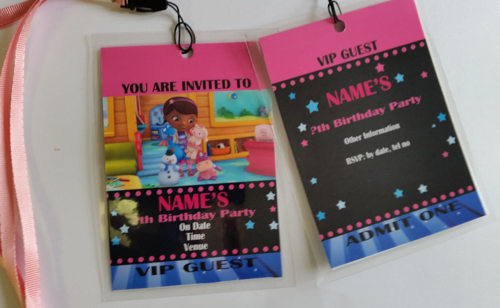 Dr McStuffins Birthday Party Invite VIP Pass