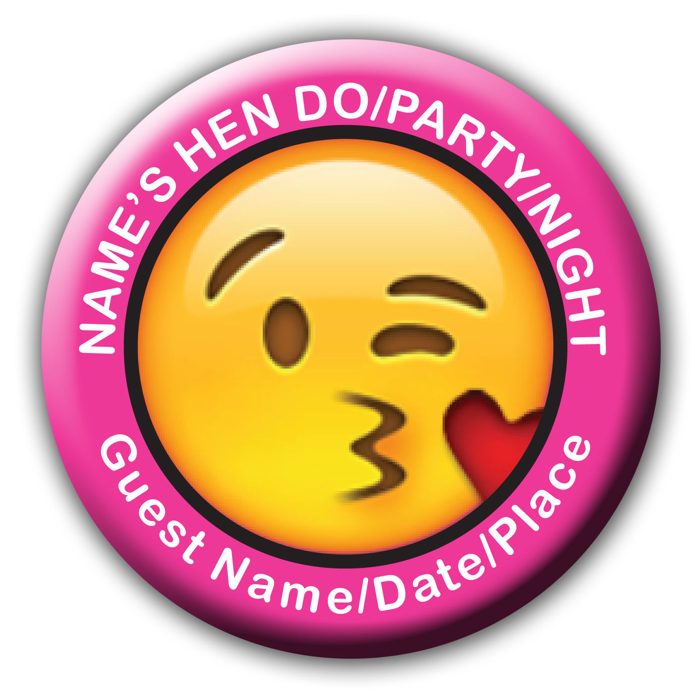 Kiss - Hen or Birthday Emoji badges and gifts