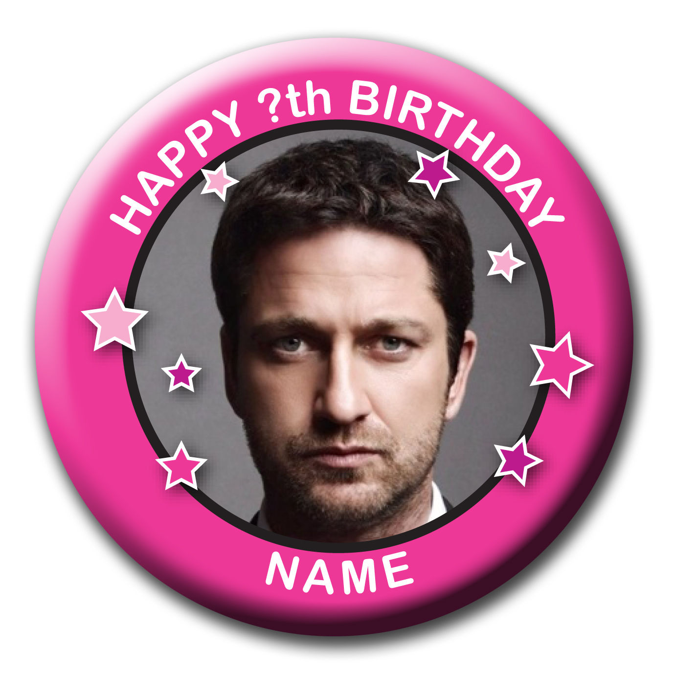 Gerard Butler (grey background) birthday badges and gifts