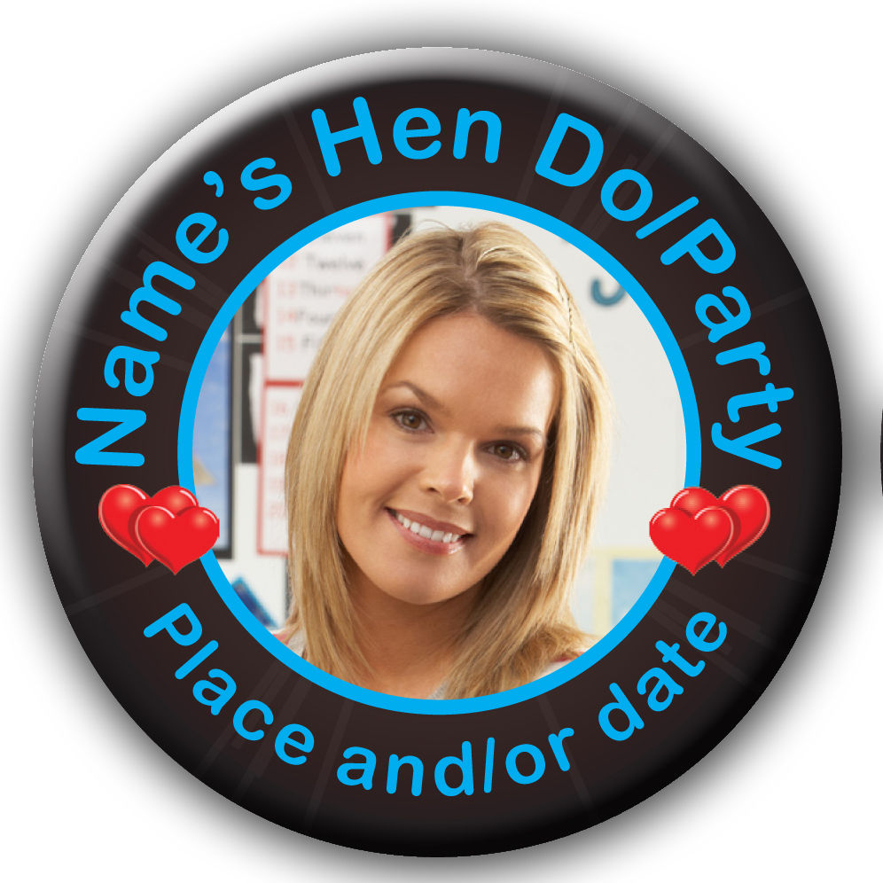 Blue Hearts Photo Hen or Birthday Name or Titles