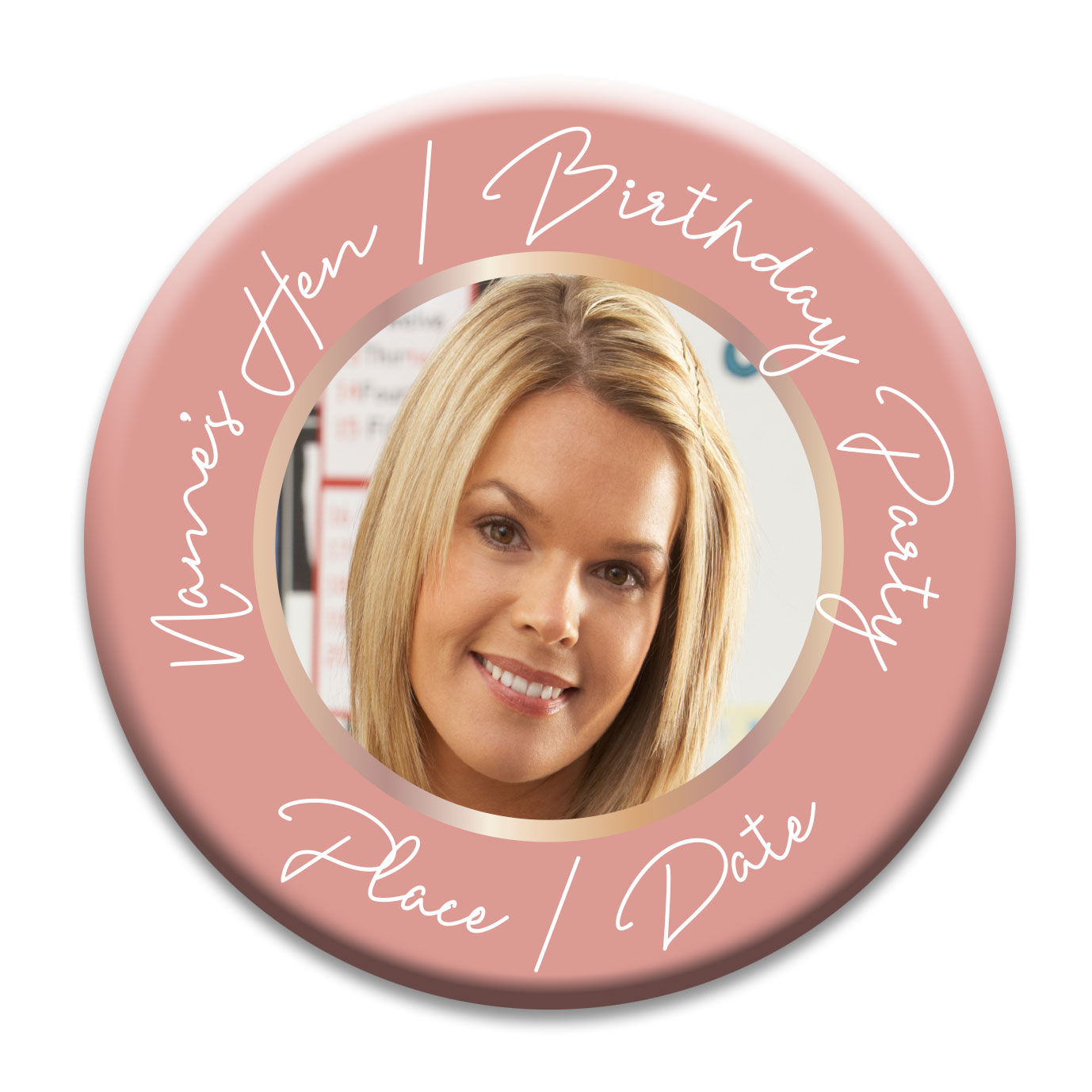 Rose Gold Photo Hen or Birthday Name or Date, Place BB448