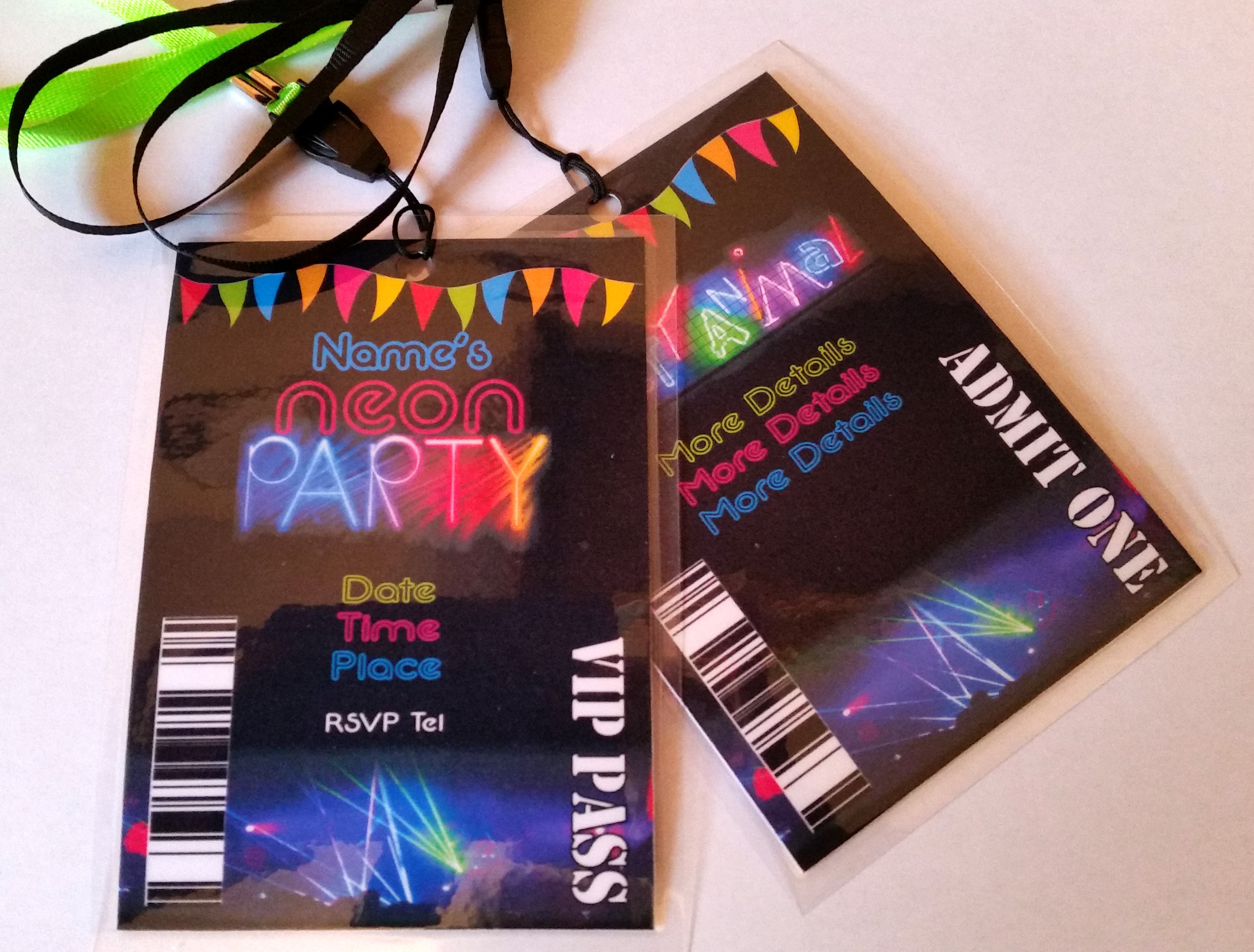 Neon / Glow Hen or Birthday Party VIP Invite