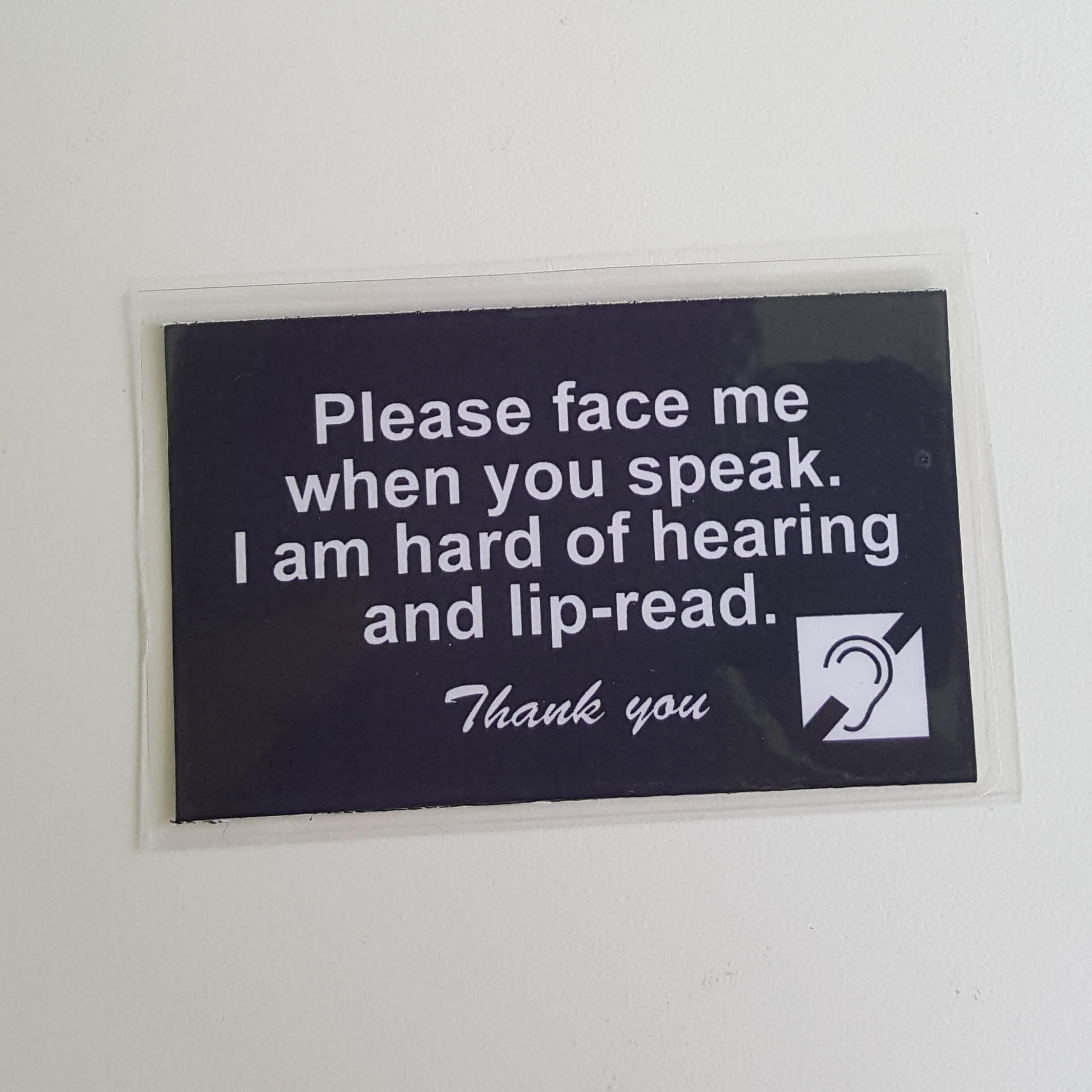 Deaf Awareness - Face Me - Black Laminated Cards x 2