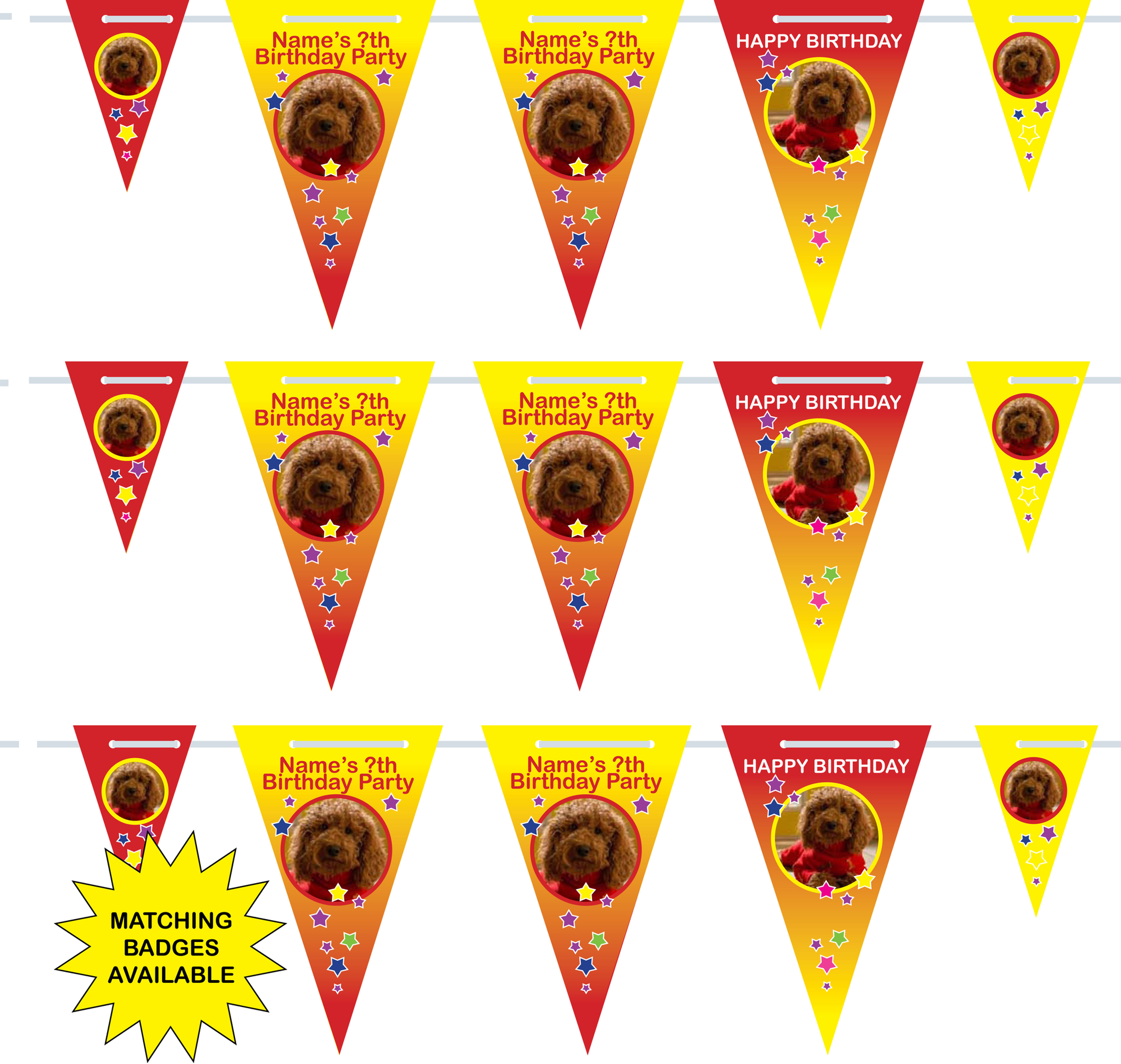 Waffle the Wonder Dog Bunting for Birthday or any occasion