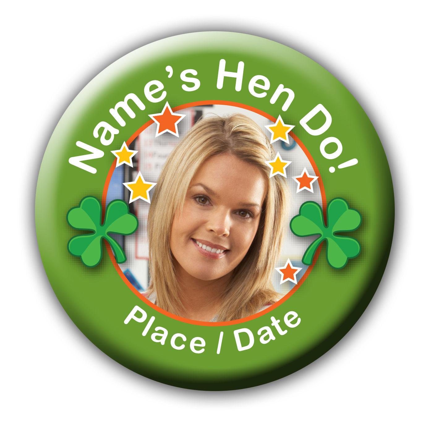 Green Irish Shamrock Photo Hen or Birthday Name or Titles
