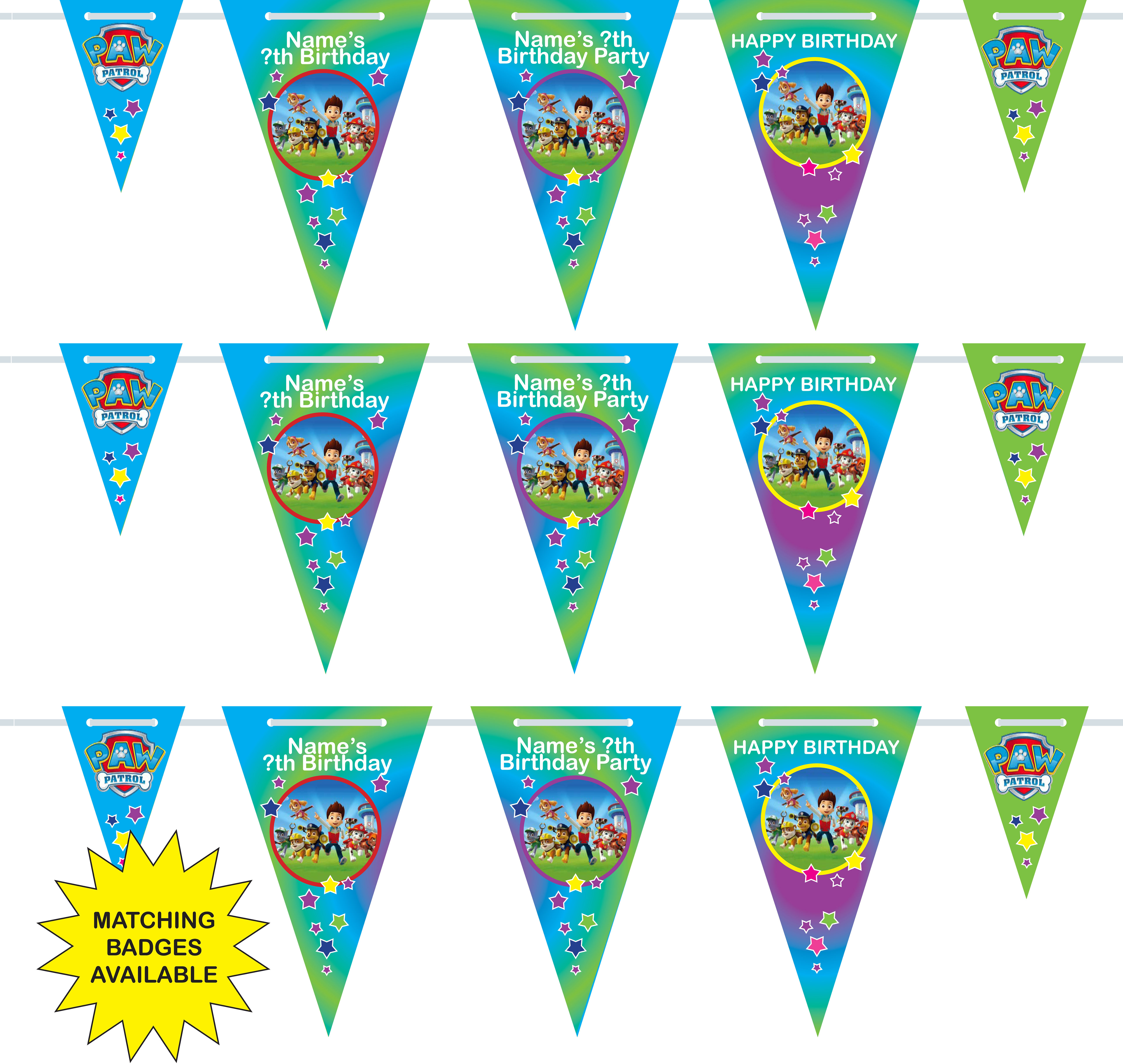 Paw Patrol Bunting for Birthday or any occasion