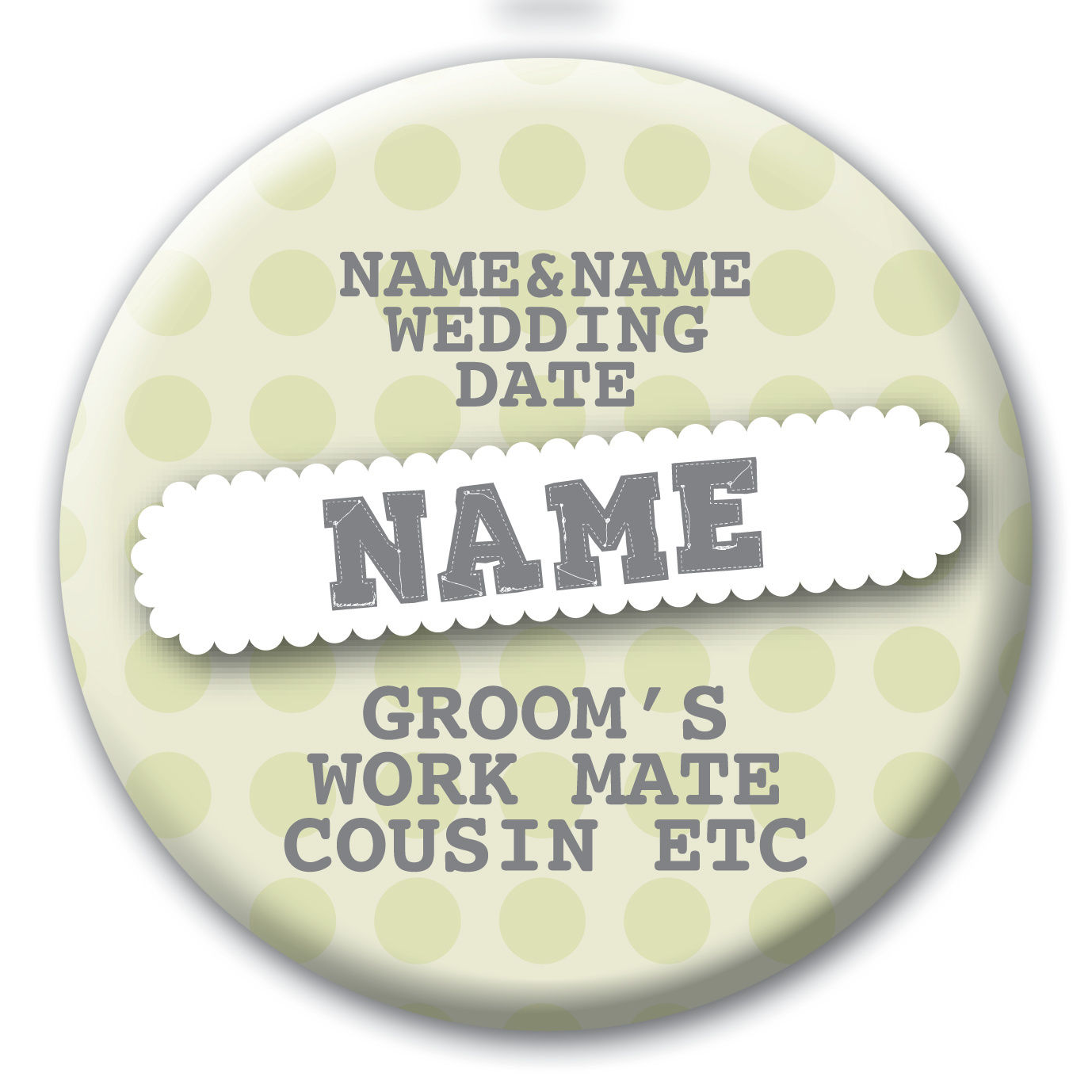 Sage Green and Grey Dots (61) Hen or Birthday Name, Date, Place, Titles