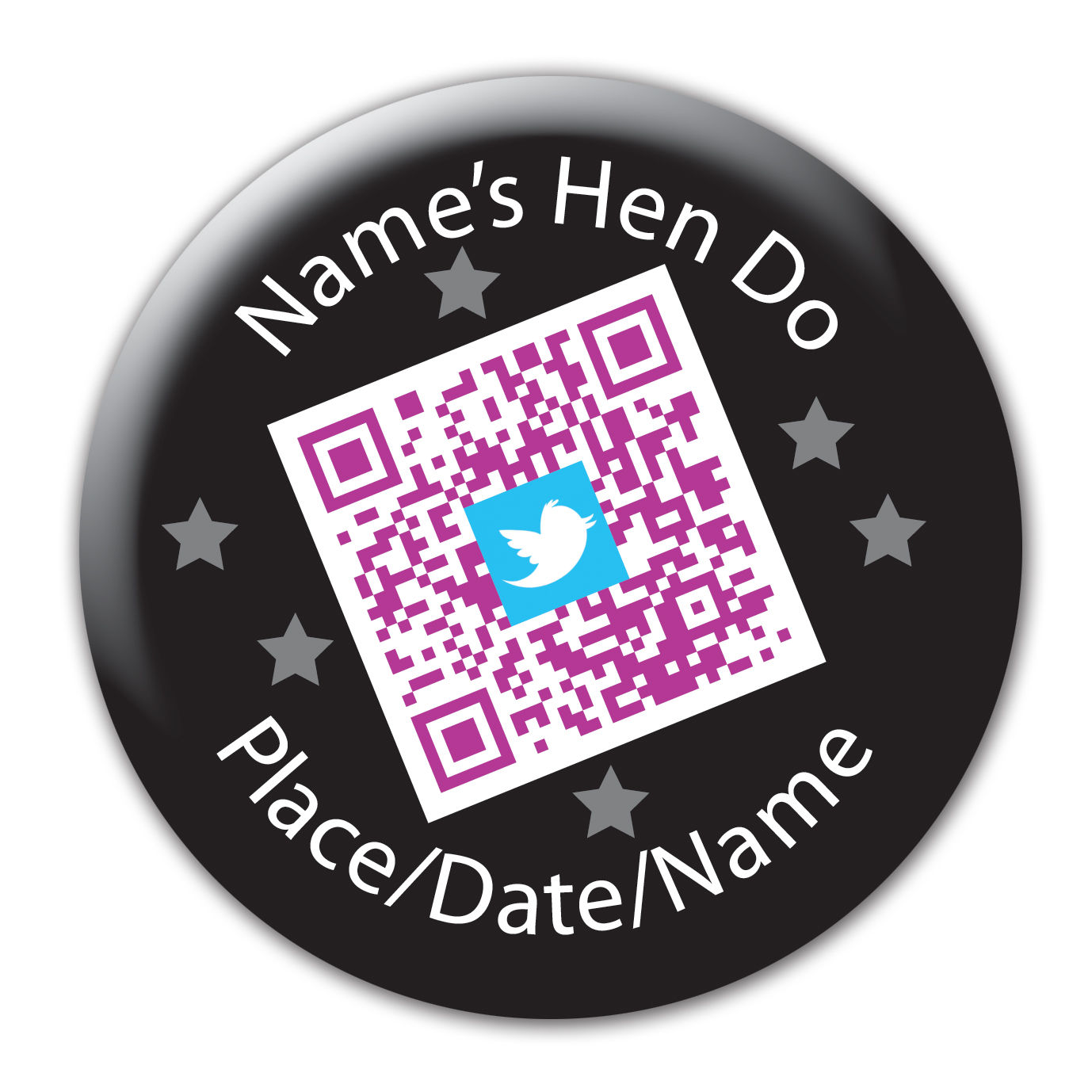 QR Code Twitter Facebook Black Hen or Birthday Name, Date, Place, T
