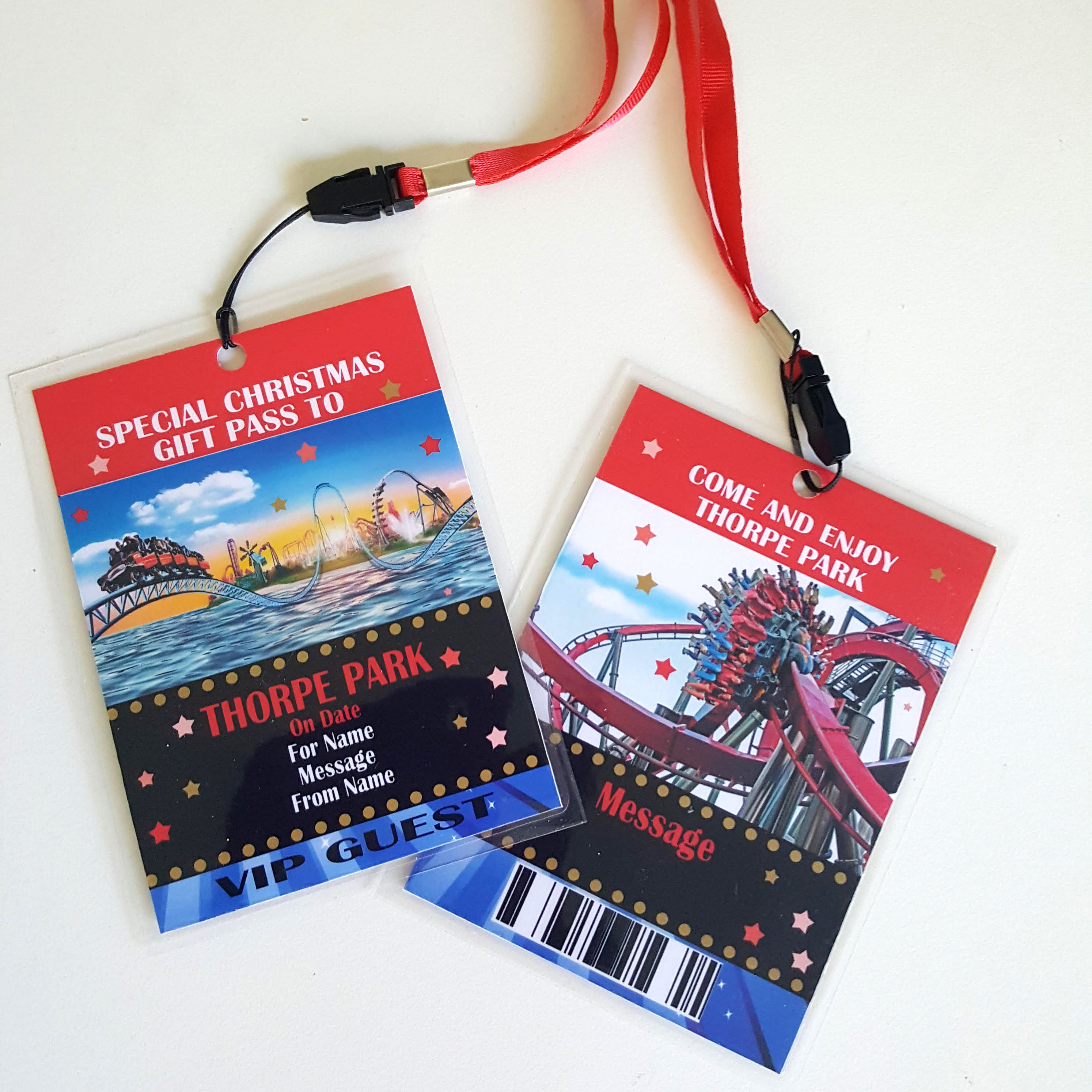 Thorpe Park Gift Voucher VIP Invite with neck strap