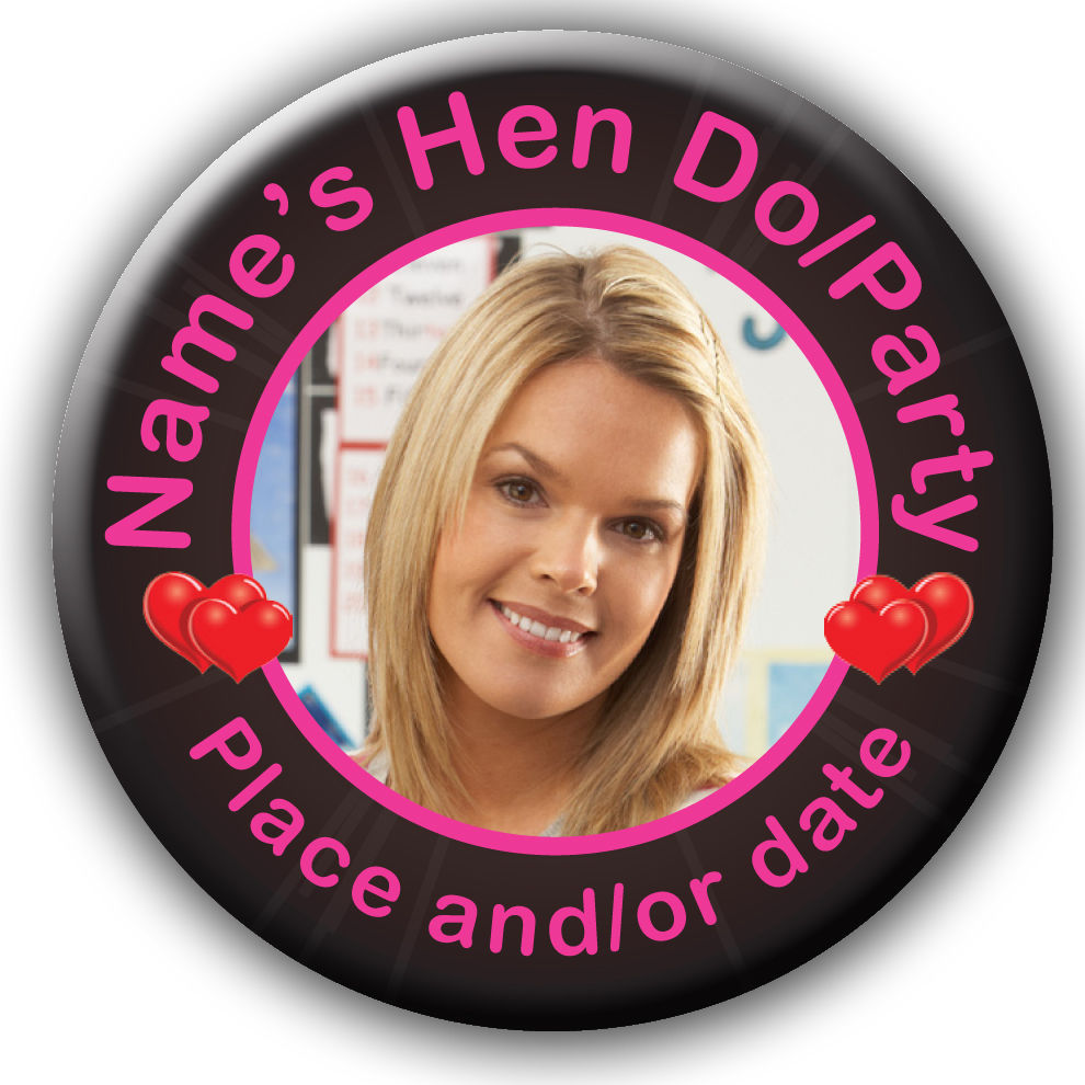 Hot Pink Hearts Photo Hen or Birthday Name or Titles