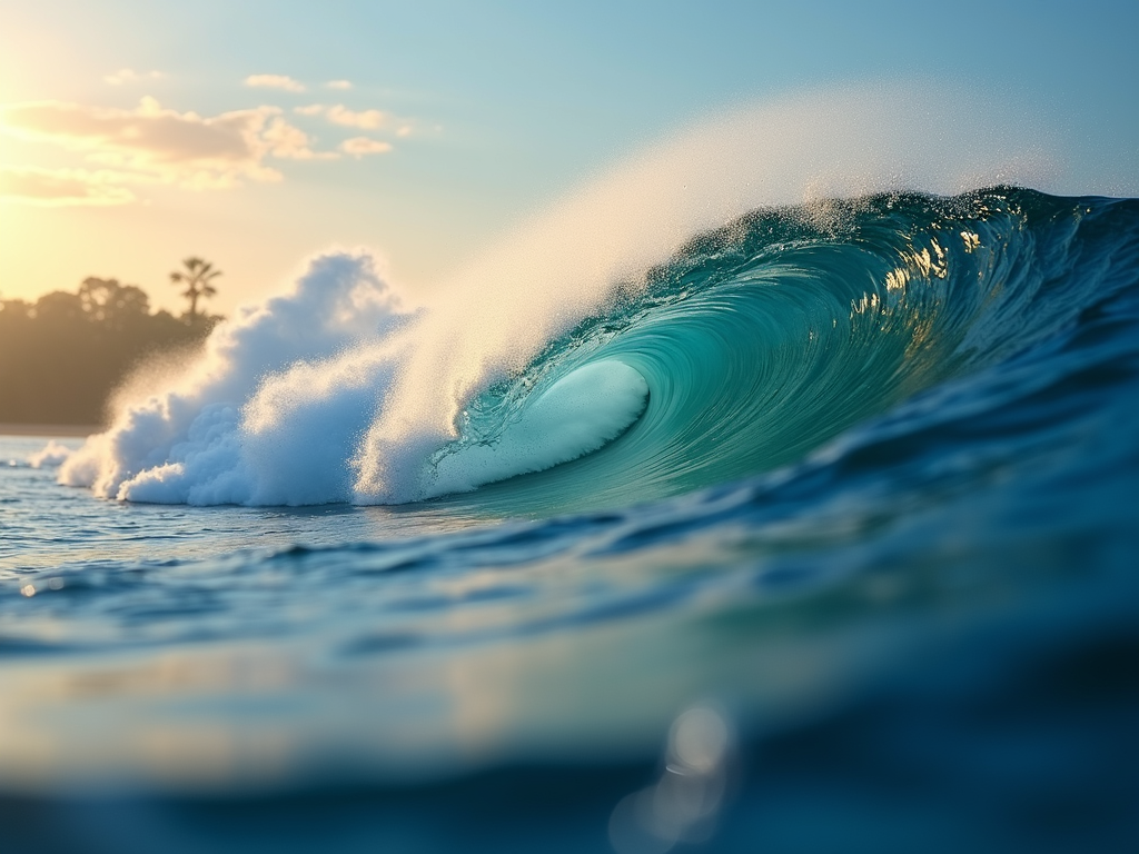 A sophisticated abstract representation of financial growth with blue waves and golden accents.