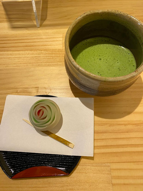 Uji matcha (green tea) and traditional sweet!
