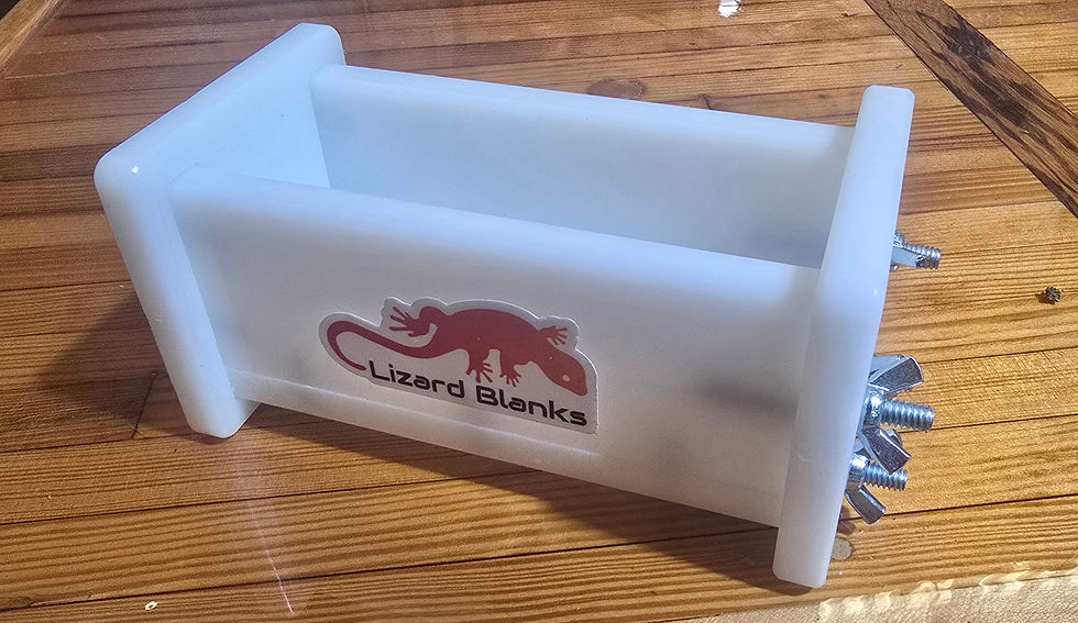 Lizard Blanks Knife Block Mold 2H x 2W x 6L held in a hand for size reference