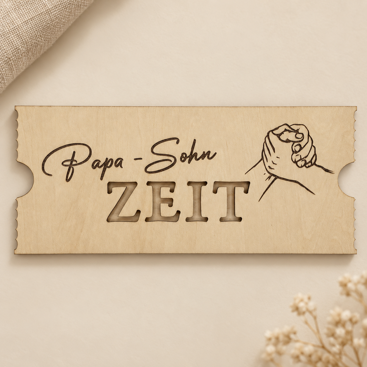 Holzticket „Papa-Sohn-Zeit“ – gemeinsame Zeit verschenken