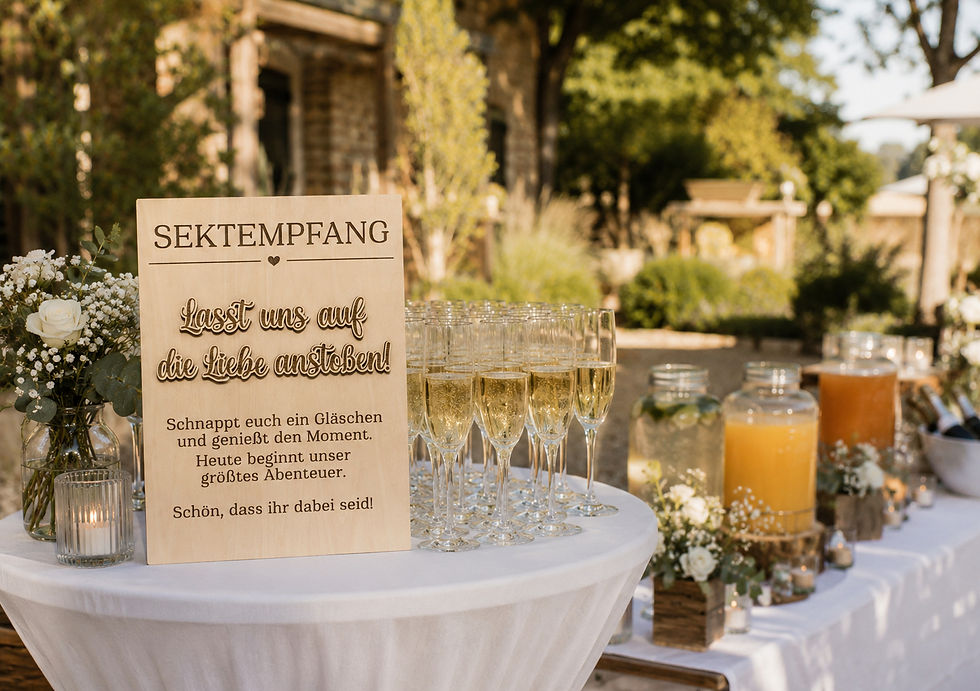 Miniaturbild: Hochzeitsschild „Sektempfang“ aus Holz | A4 oder A3 | personalisierbar