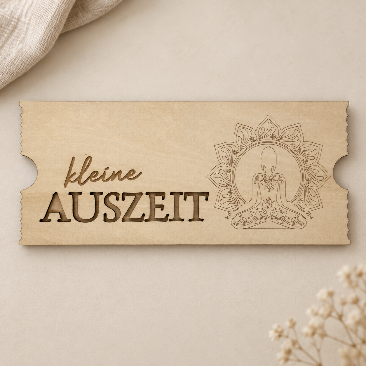 Holzticket-Hülle „Kleine Auszeit“ – besondere Geschenkidee
