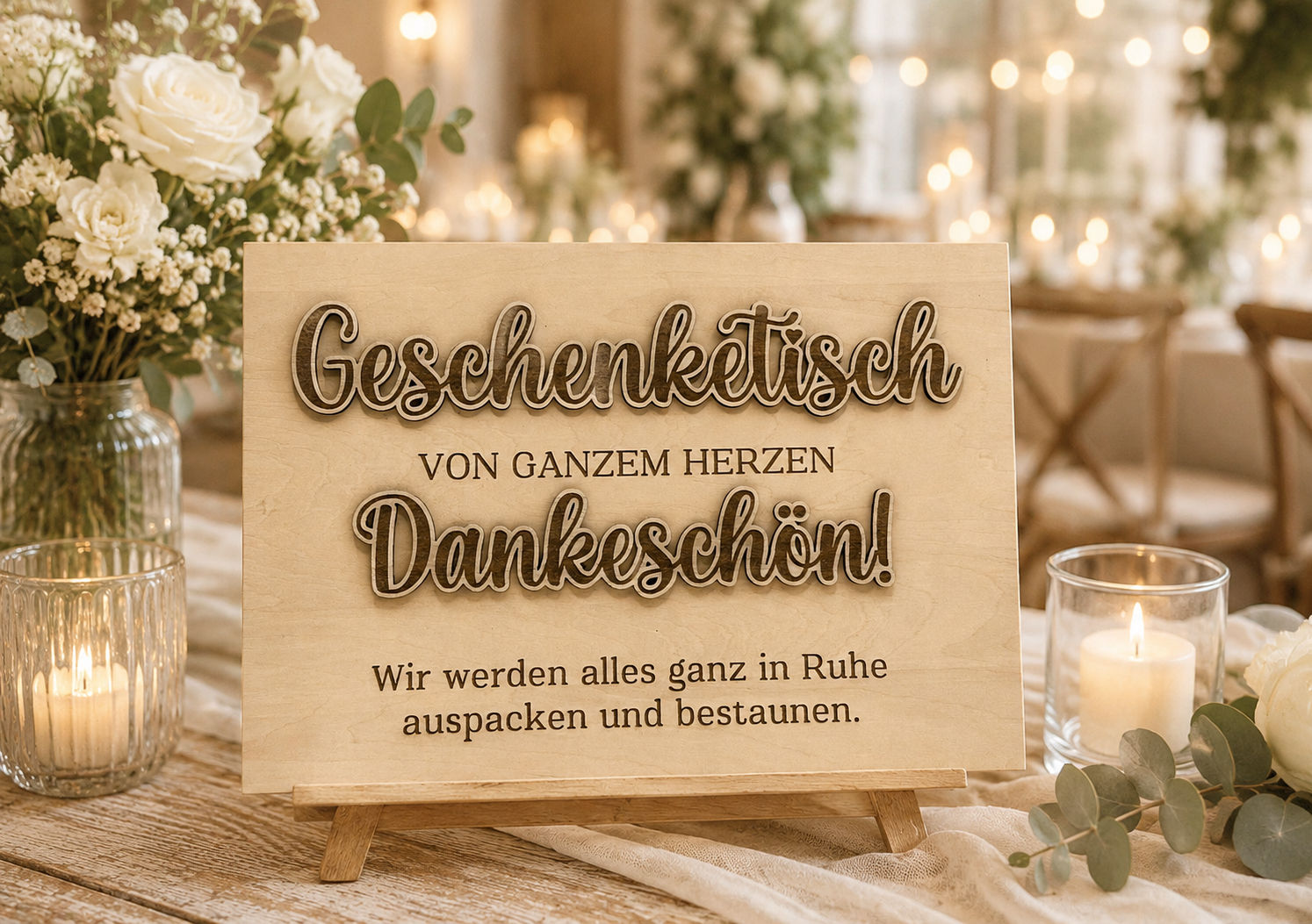 Hochzeitsschild „Geschenketisch“ aus Holz | A4 oder A3 | personalisierbar