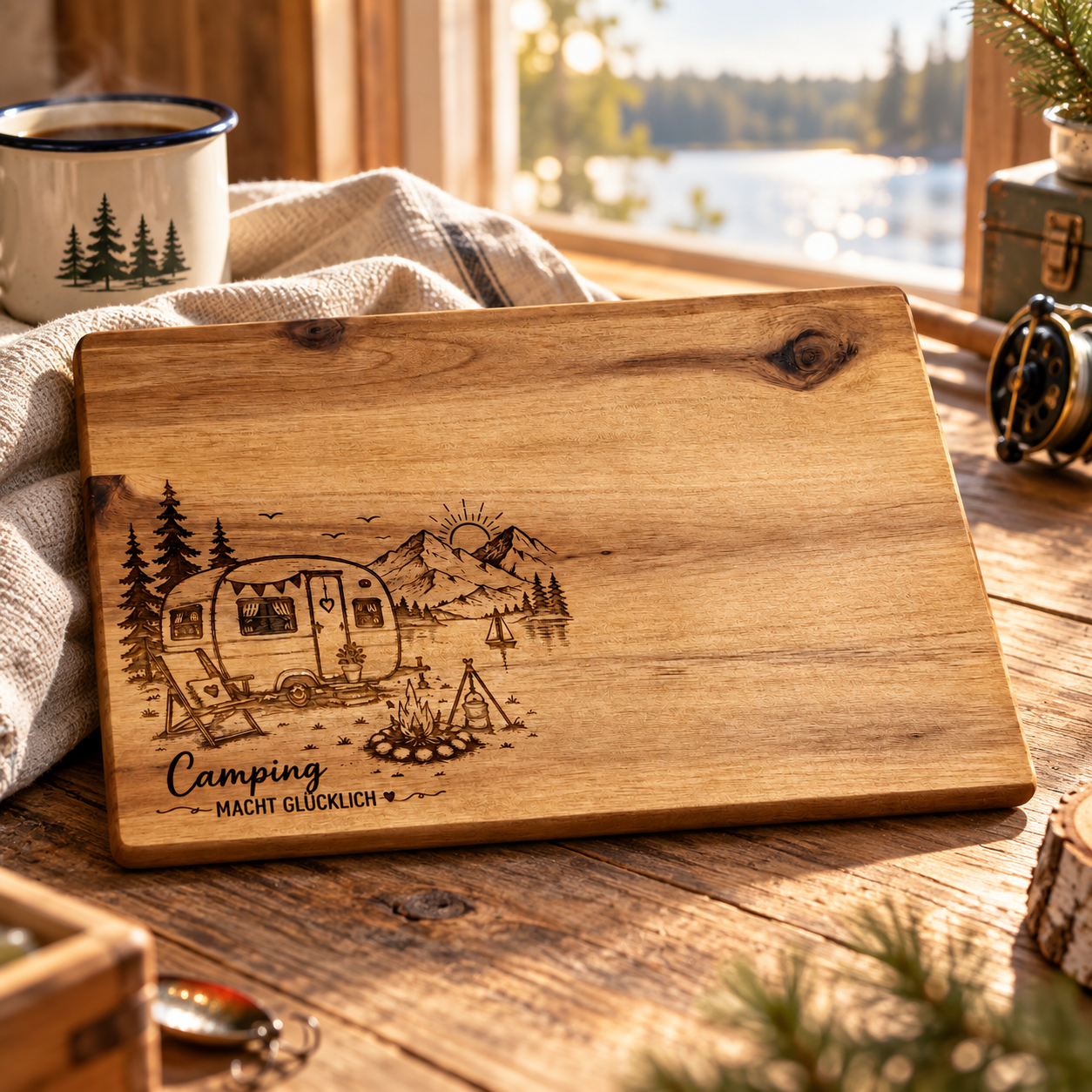 Frühstücksbrettchen mit Campingmotiv – für echte Campingfans